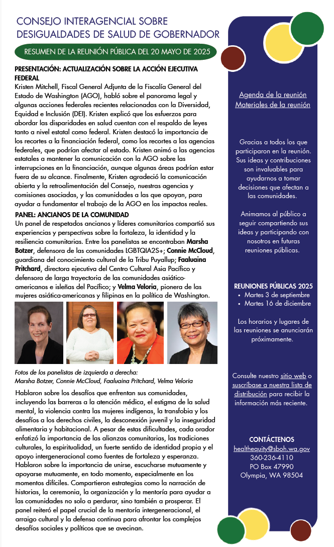 May 20, 2025 Public Meeting Summary/Resumen de la reunión pública del 20 de mayo de 2025